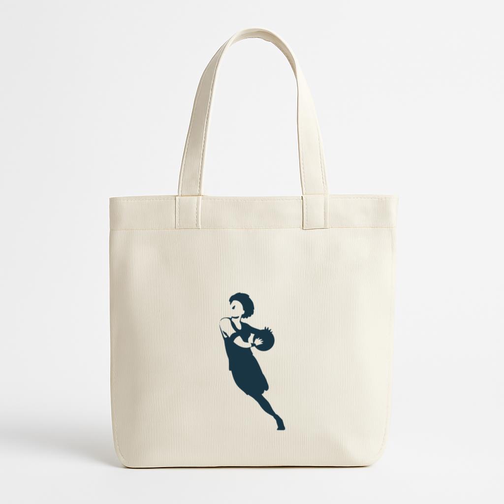 Basketball Player Female Running Ball Player Outfit Detailed Silhouette Canvas Tote Bag