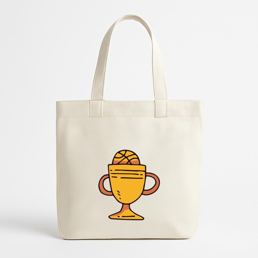 Basketball Trophy Cup Cartoon Canvas Tote Bag