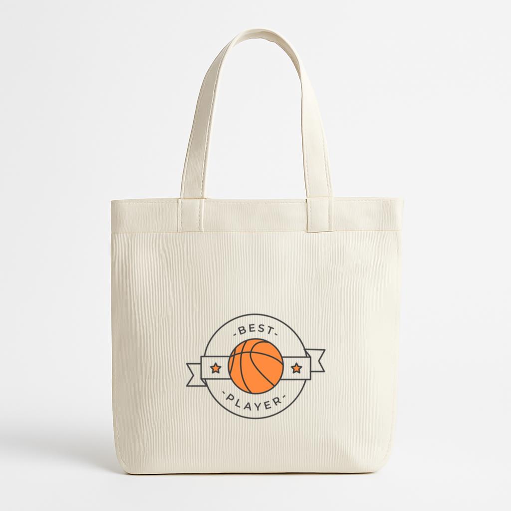 Best Player Ball Colored Badge Sticker Canvas Tote Bag