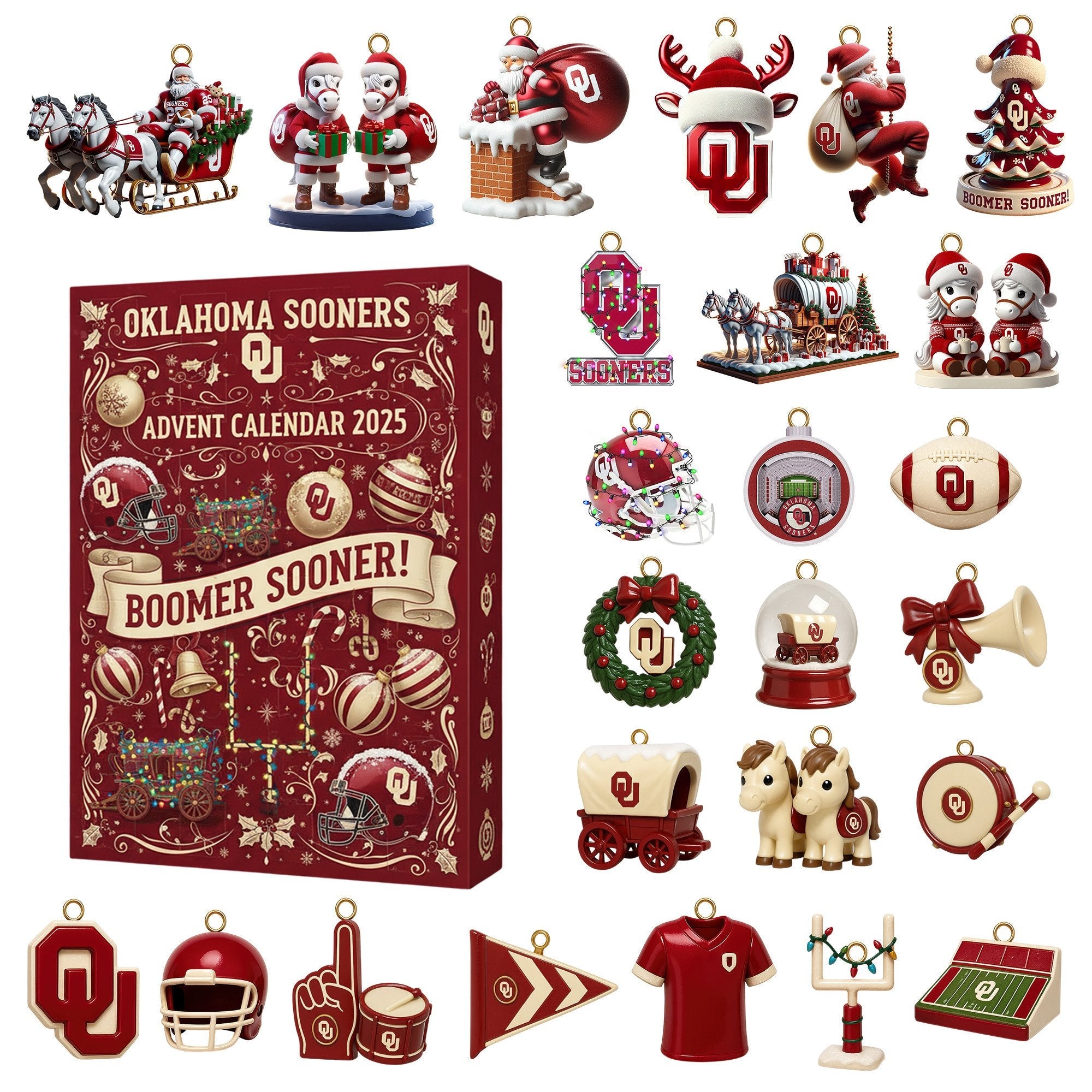 Buildercar - Oklahoma Sooners Premium Advent Calendar 2025 -2D Acrylic
