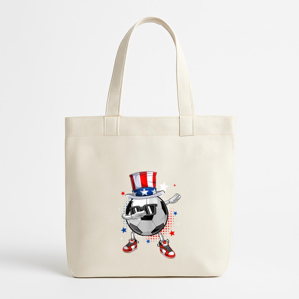 Dabbing Soccer USA American Flag Canvas Tote Bag