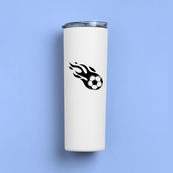 Flaming Soccer Ball Tumbler