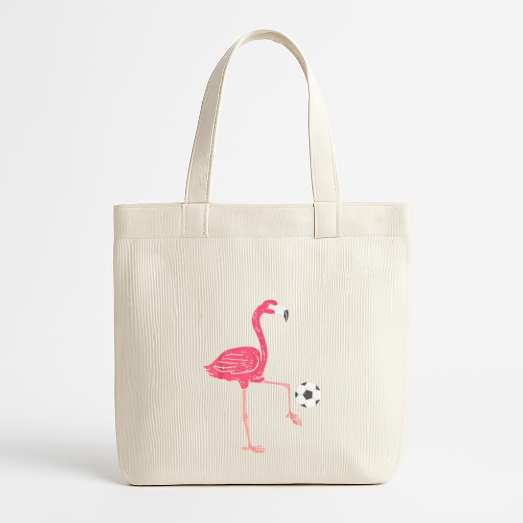 Flamingo Playing Soccer Canvas Tote Bag