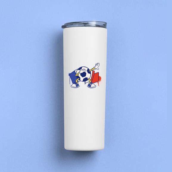 France Flag Soccer Ball Sport Character Tumbler