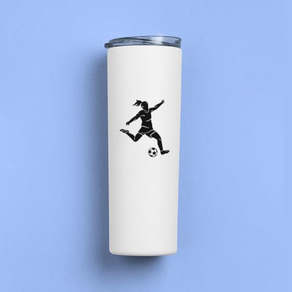 Girl Playing Soccer Cut Out Tumbler
