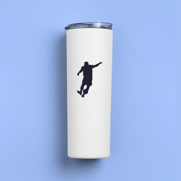 Male Playing Soccer Silhouette Tumbler