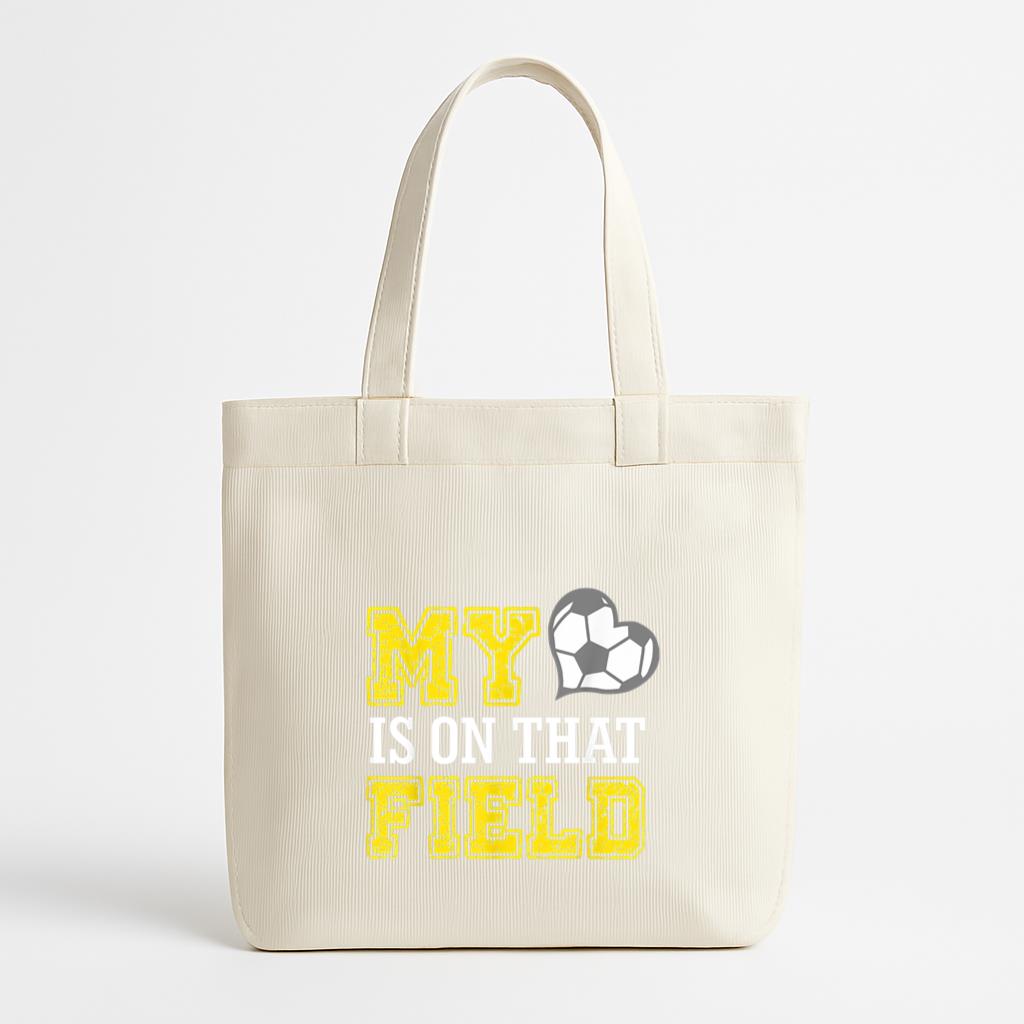 My Heart Is On That Field Soccer Ball Mom Mothers Day Canvas Tote Bag