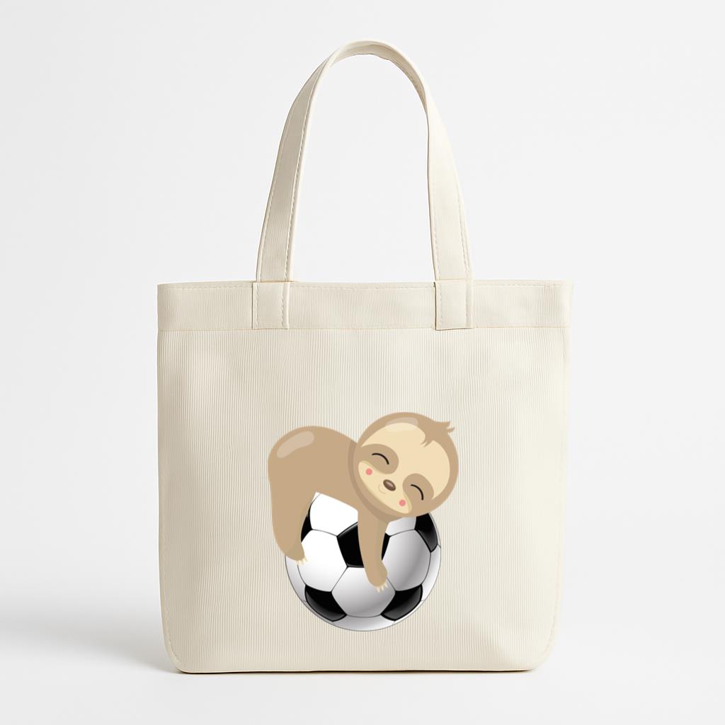 Sloth Soccer Football Canvas Tote Bag