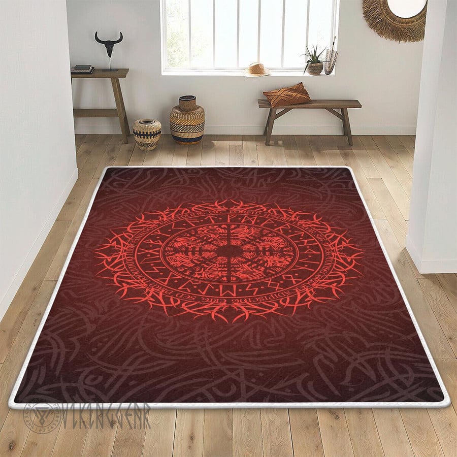 Theonederland - Aegishjalmur Helm Of Awe In Fire Viking Area Rug - Image 3