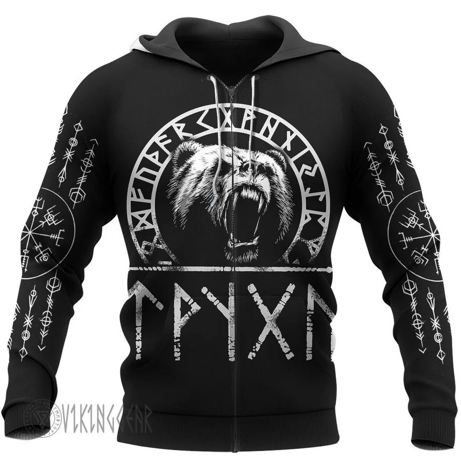 Theonederland - Bear Raven Viking Hoodie - Image 3