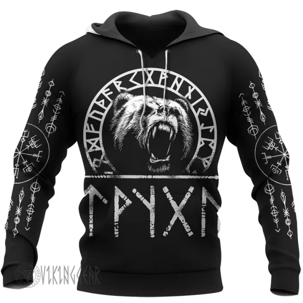 Theonederland - Bear Raven Viking Hoodie - Image 4