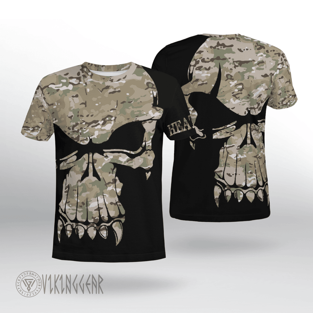 Theonederland - Camo Skull Valknut Heathen Viking T-shirt