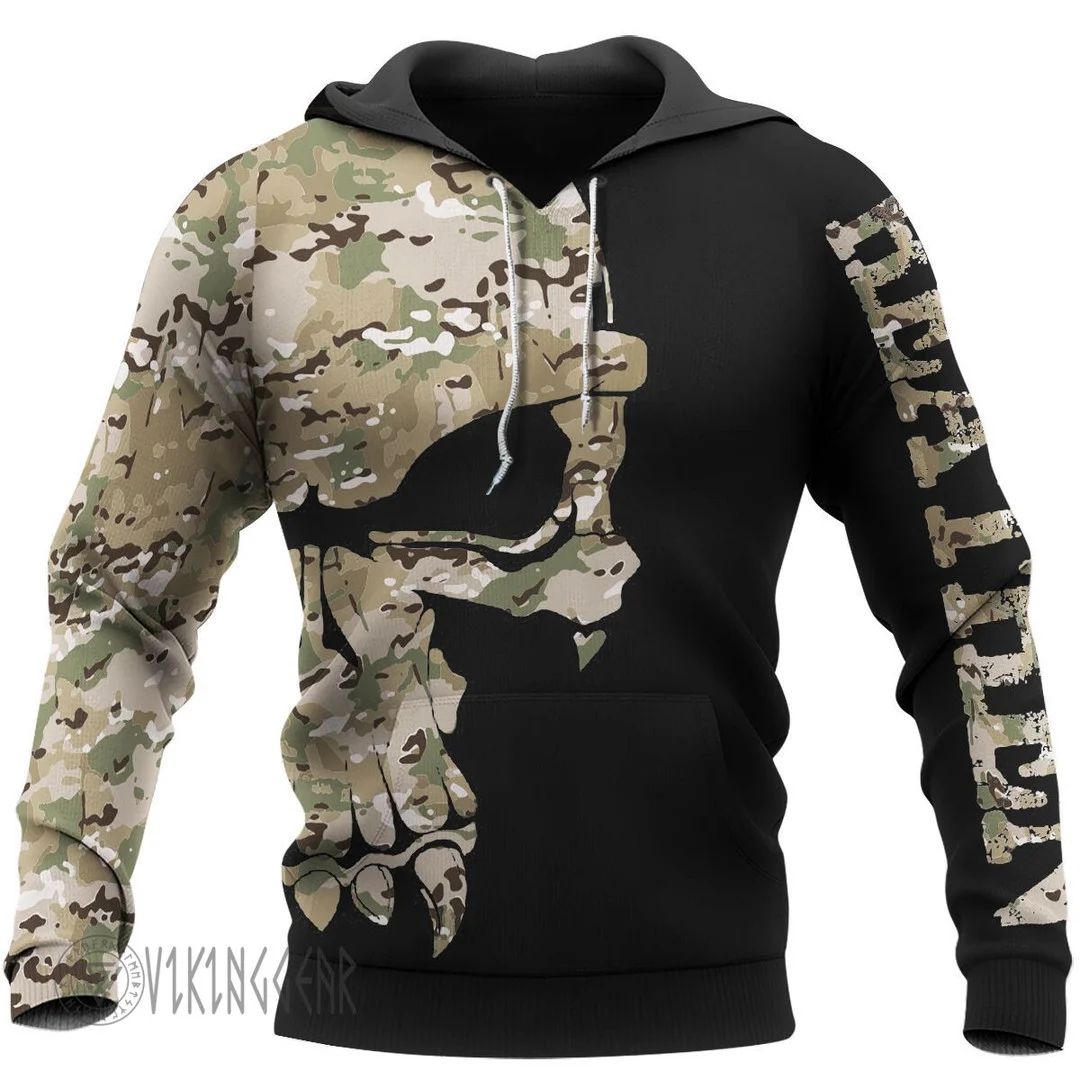 Theonederland - Camo Valknut Skull Heathen Viking Hoodie