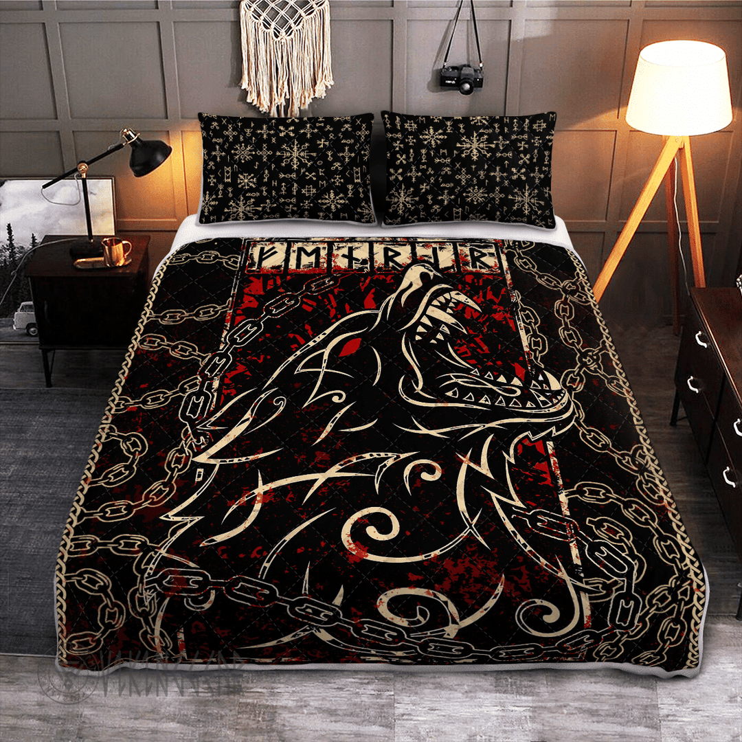 Theonederland - Fenrir Blood With Chain Viking Quilt Set