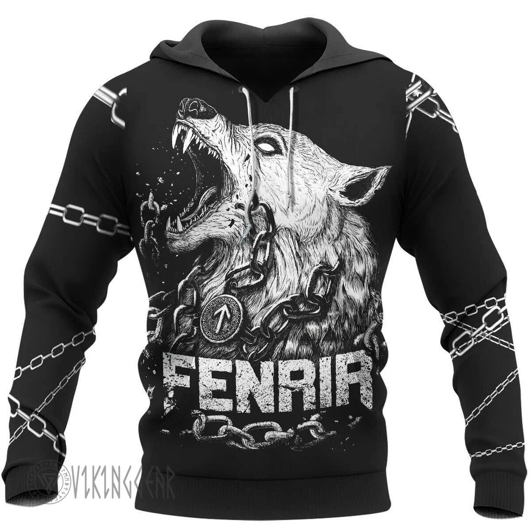 Theonederland - Fenrir Is Tied With Chains Viking Hoodie