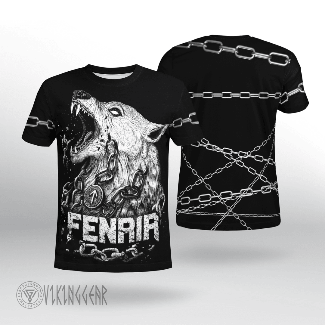Theonederland - Fenrir Is Tied With Chains Viking T-shirt