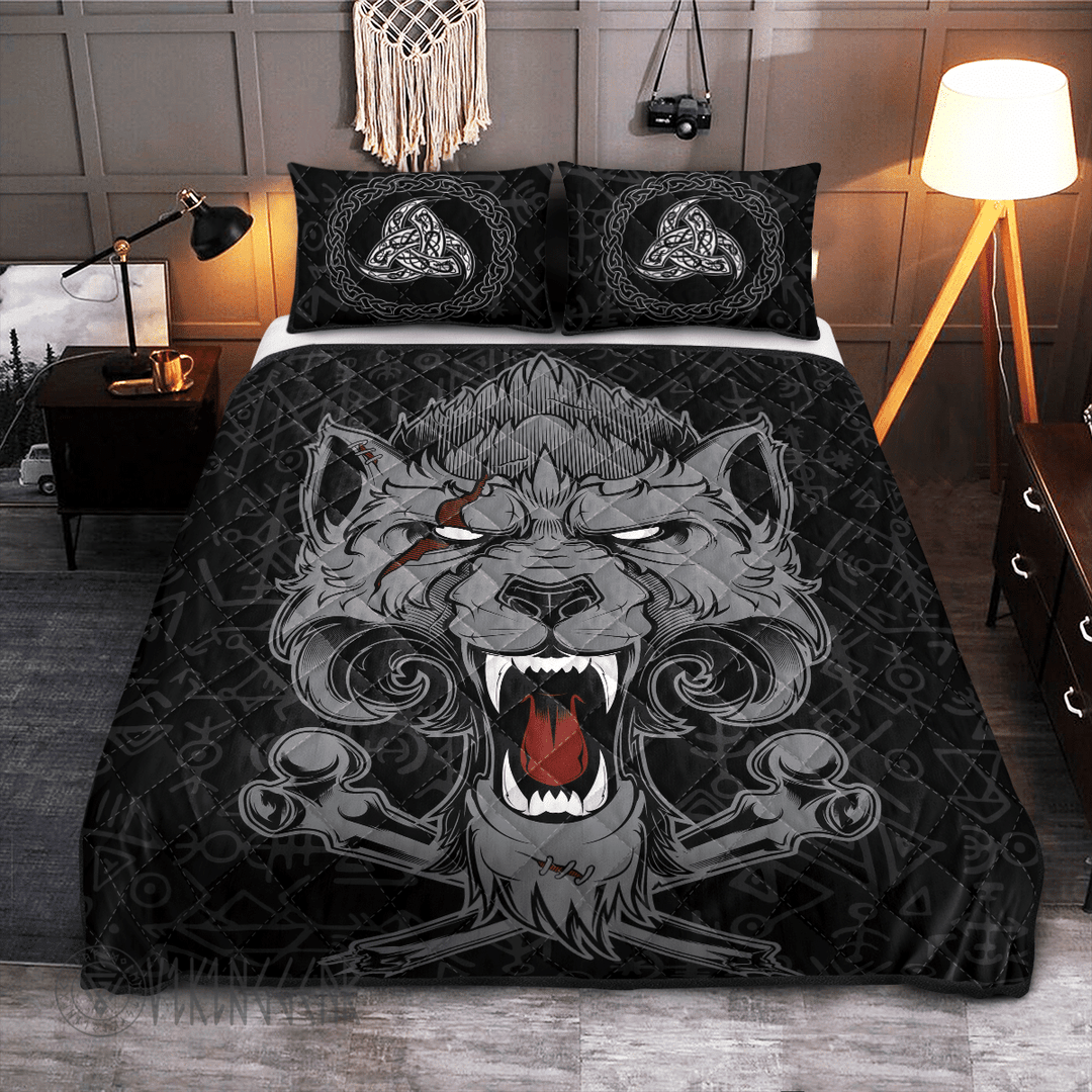 Theonederland - Fenrir Wolf Head Viking Quilt Set