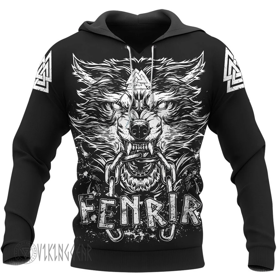 Theonederland - Fenrir Wolf Vegvisir Viking Hoodie