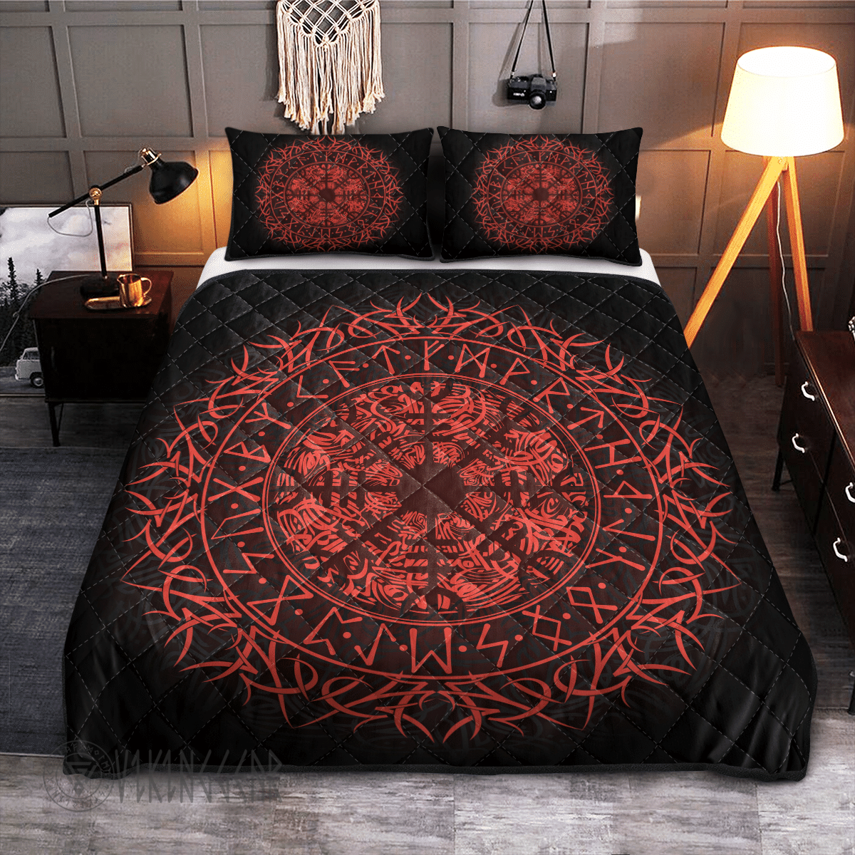 Theonederland - Fire Vegvisir And Rune Viking Quilt Set