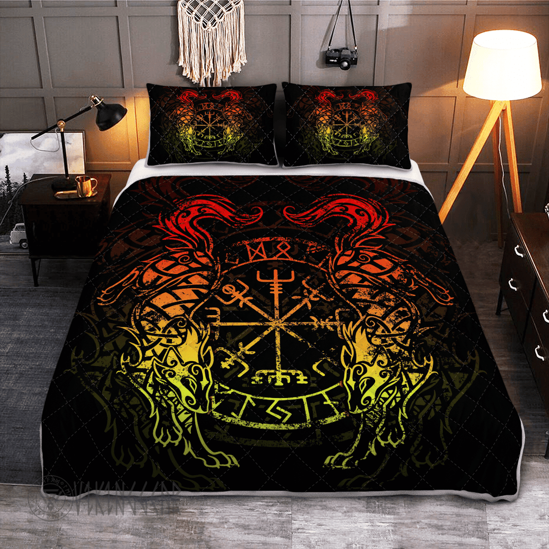 Theonederland - Geri and Freki Wolf Of Odin Viking Quilt Set