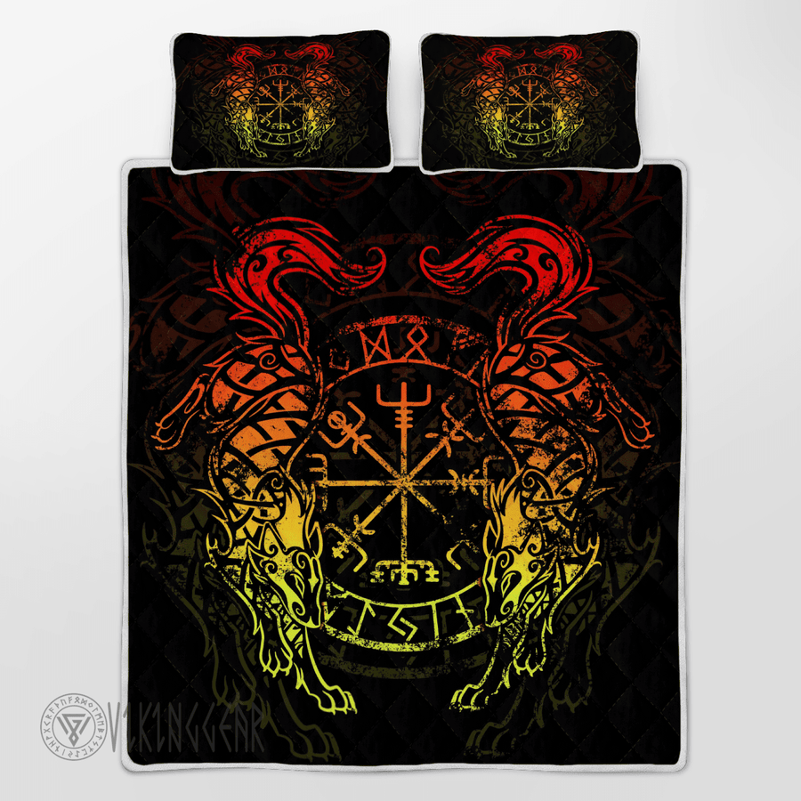Theonederland - Geri and Freki Wolf Of Odin Viking Quilt Set - Image 3