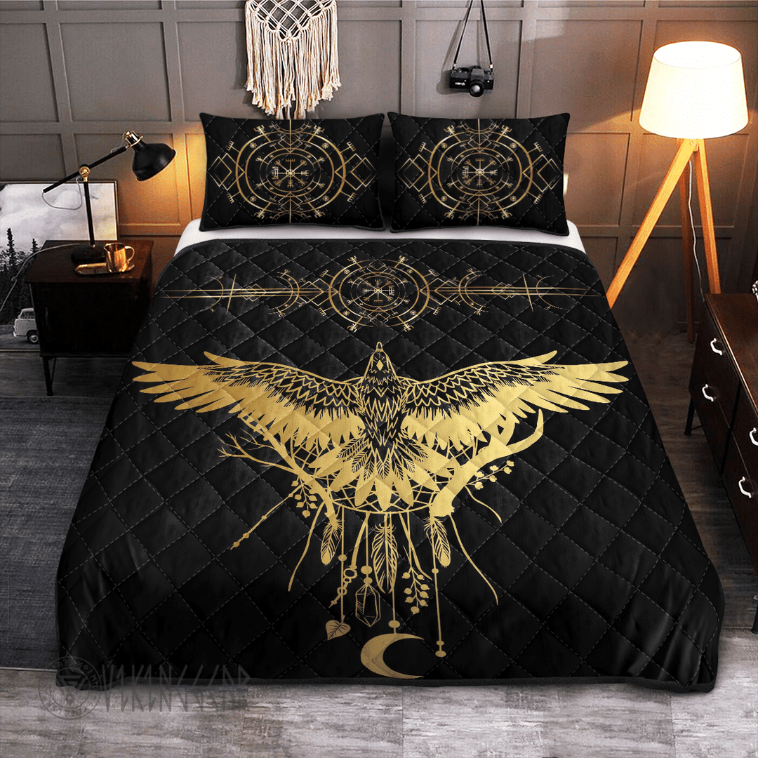 Theonederland - Golden Dream Catcher Raven Viking Quilt Set
