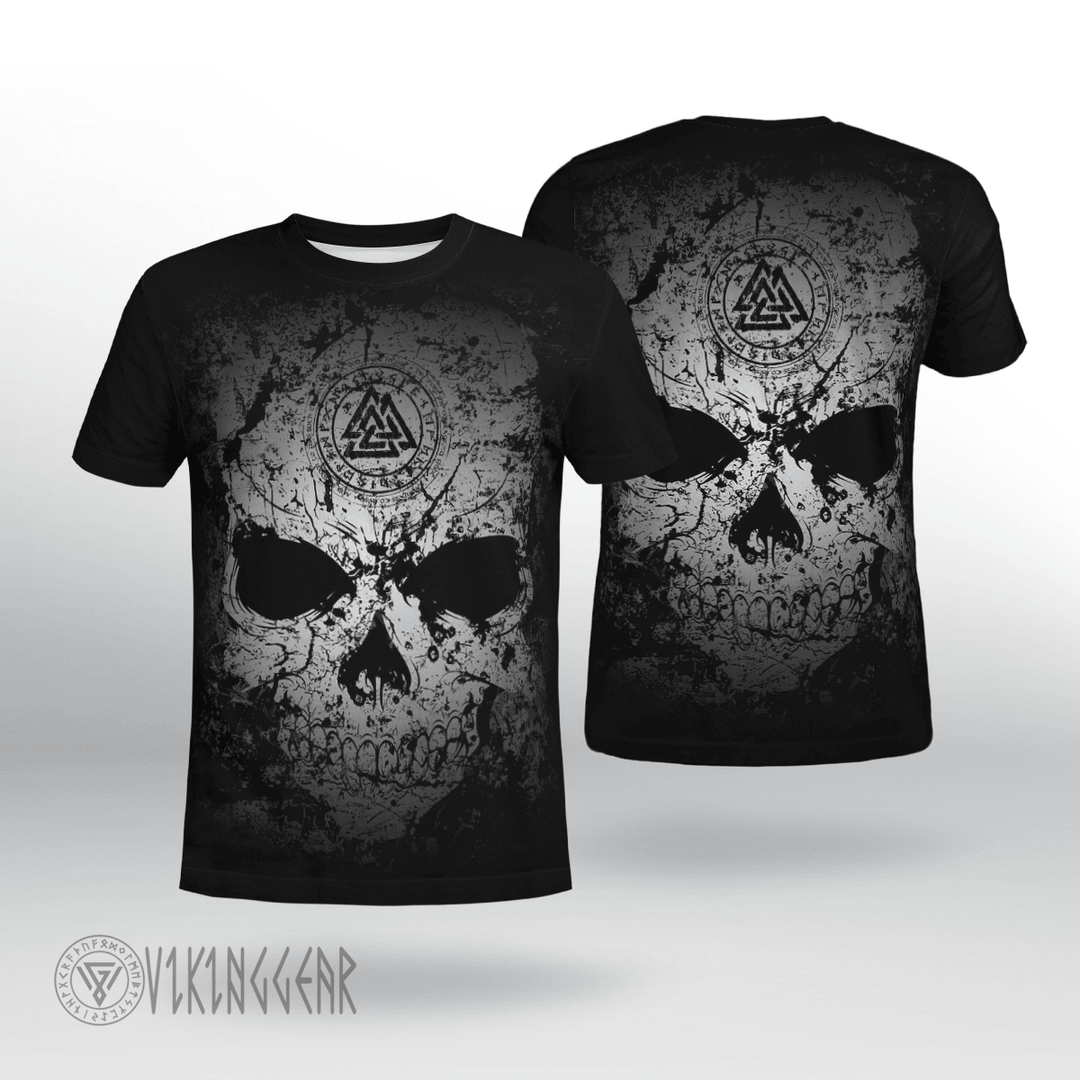 Theonederland - Grunge Skull Valknut Viking T-shirt For The Nonchalants