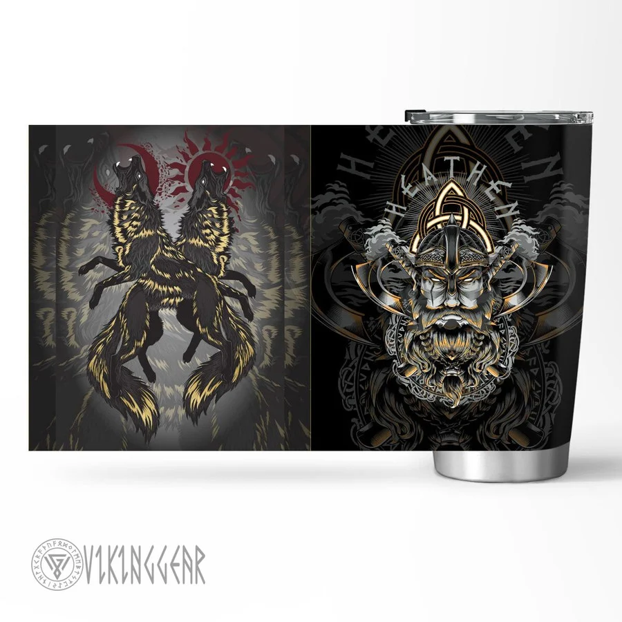 Theonederland - Hati and Skoll - Heathen Tumbler - Viking Tumbler - Image 3