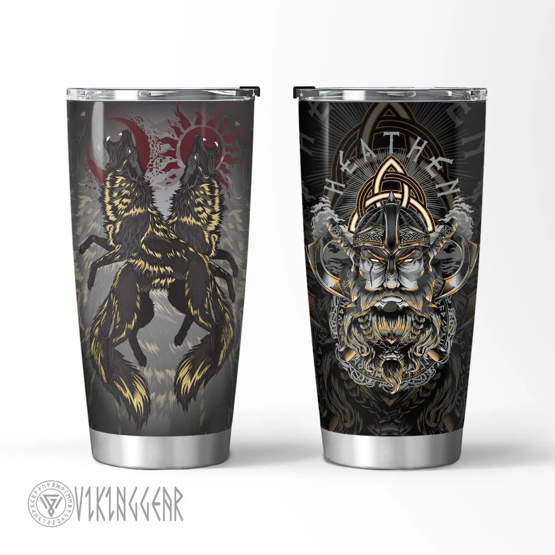 Theonederland - Hati and Skoll - Heathen Tumbler - Viking Tumbler - Image 4