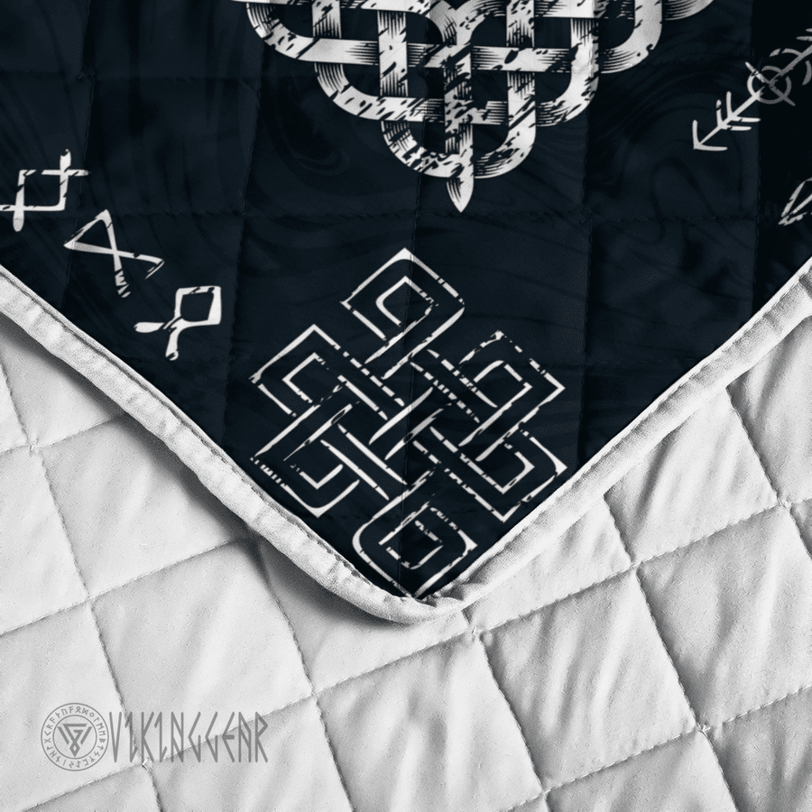 Theonederland - Helm Of Awe Symbol And Rune Viking Quilt Set - Image 4