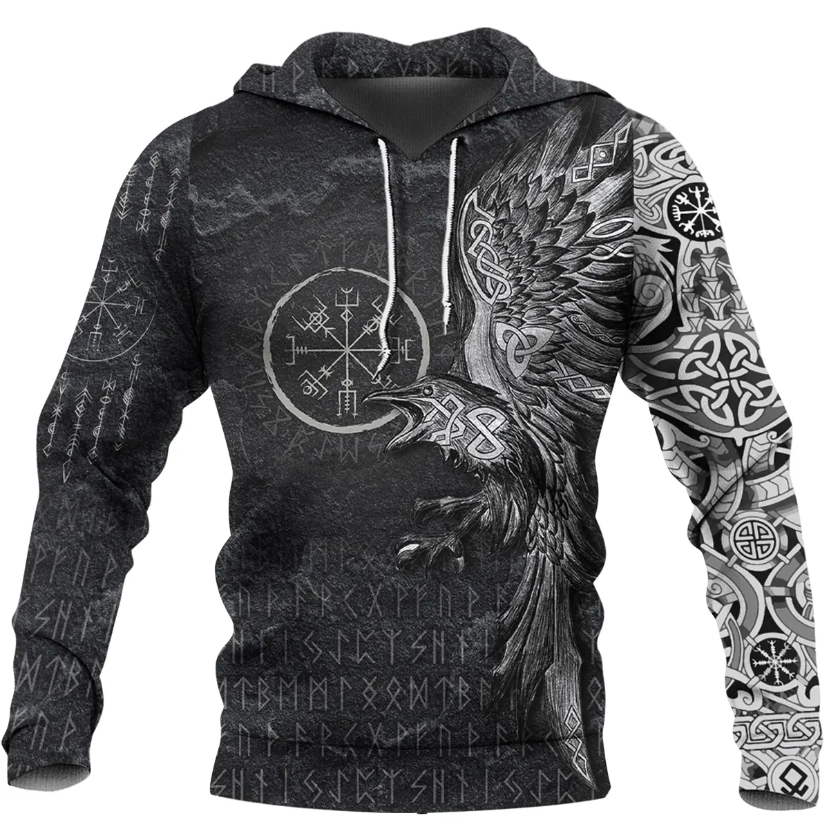 Theonederland - Hoodie Viking – Norse Raven Vegvisir Symbol Guidance