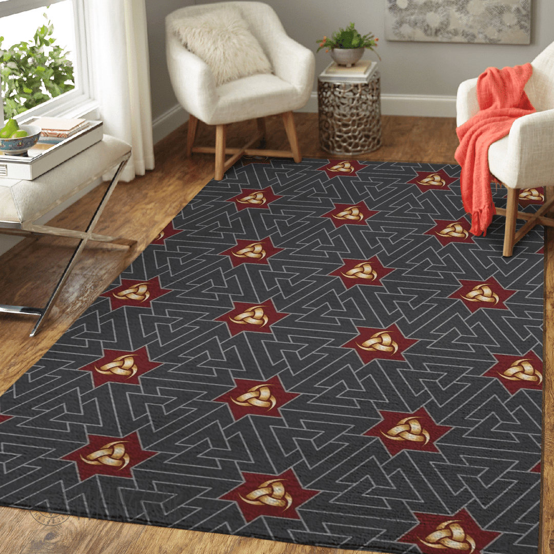 Theonederland - Horns of Odin and Valknut Pattern Viking Area Rug