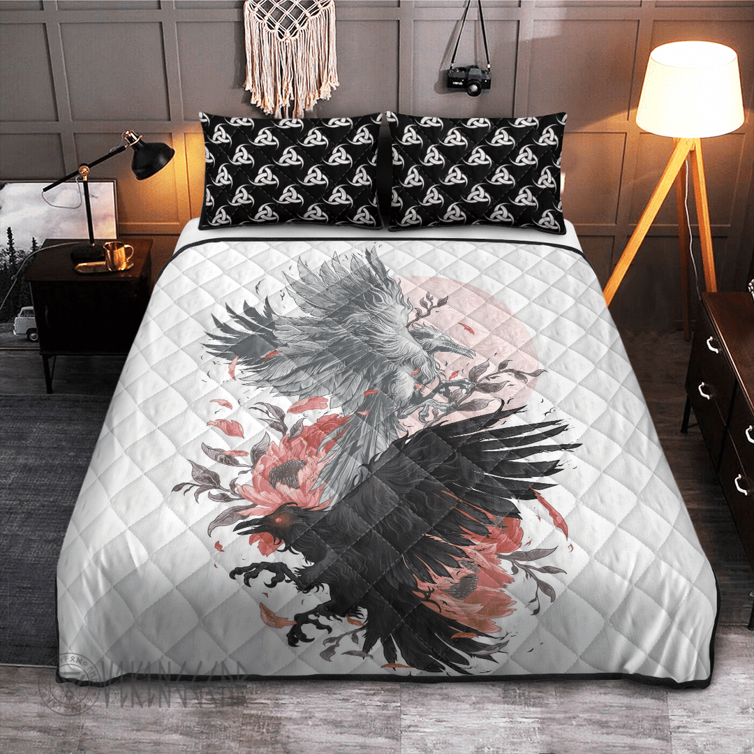 Theonederland - Hugin And Munin Painting Viking Quilt Set