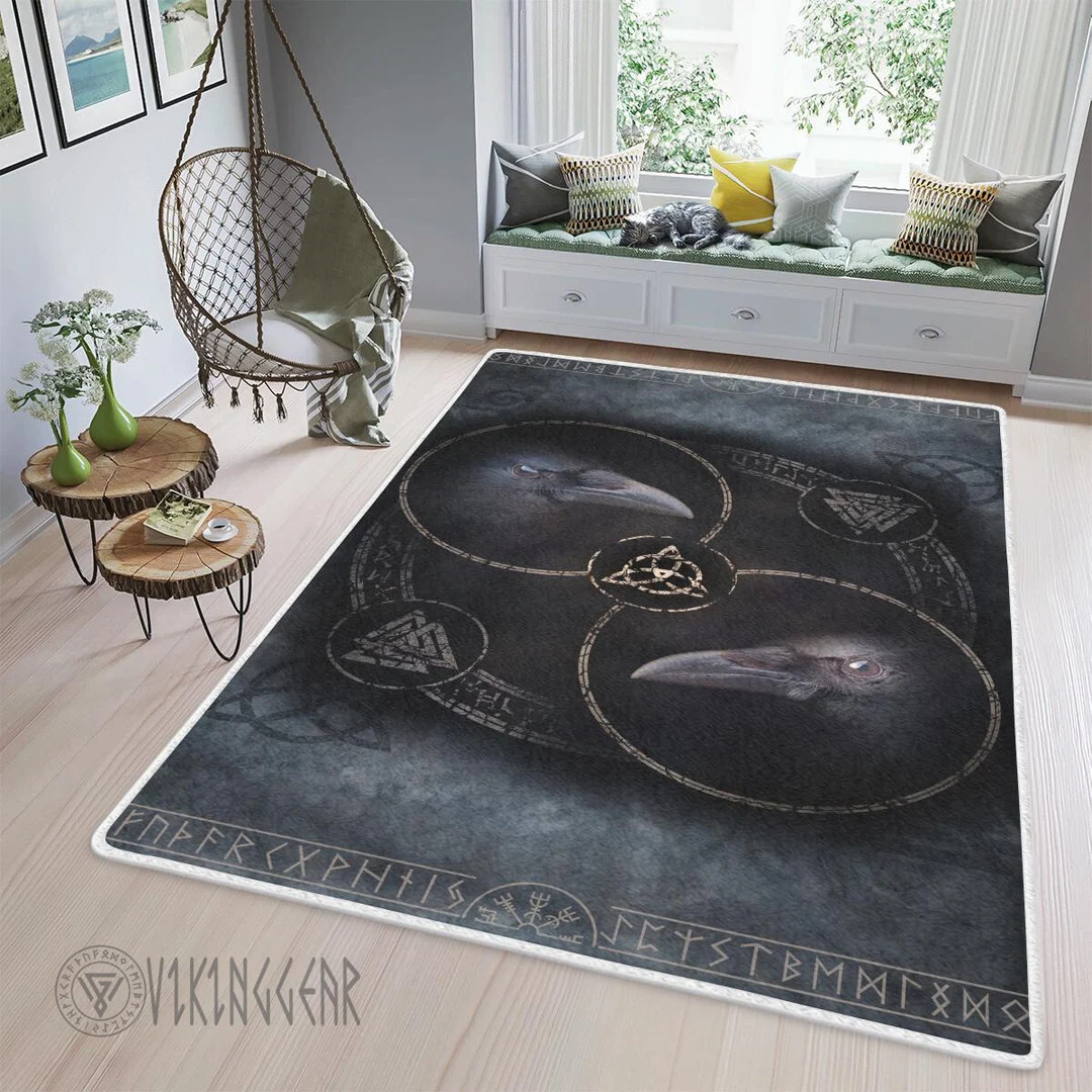 Theonederland - Huginn and Muninn The Ravens Of Odin Viking Area Rug