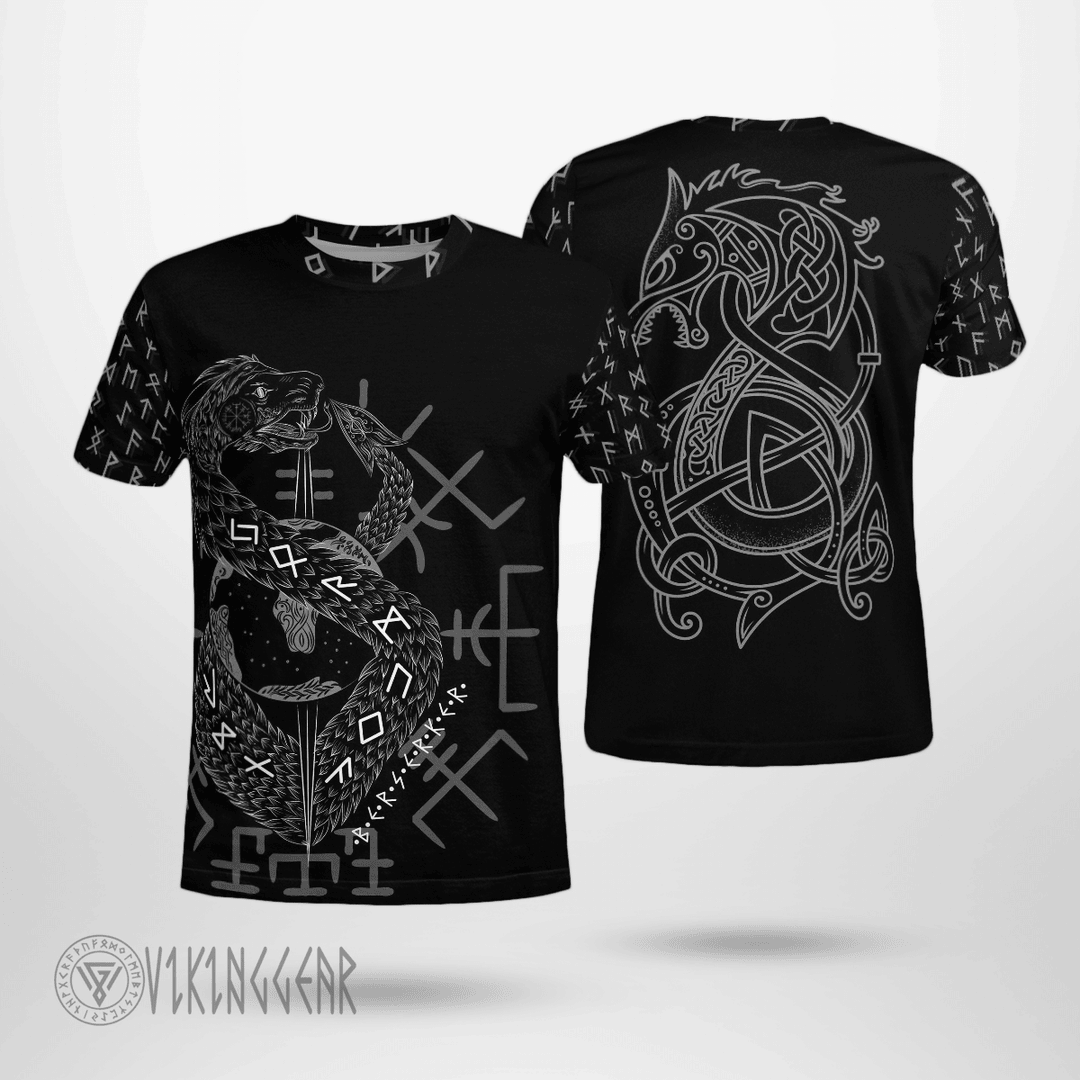 Theonederland - JORMUNGANDR And FENRIR Sons Of Loki Viking T-Shirt