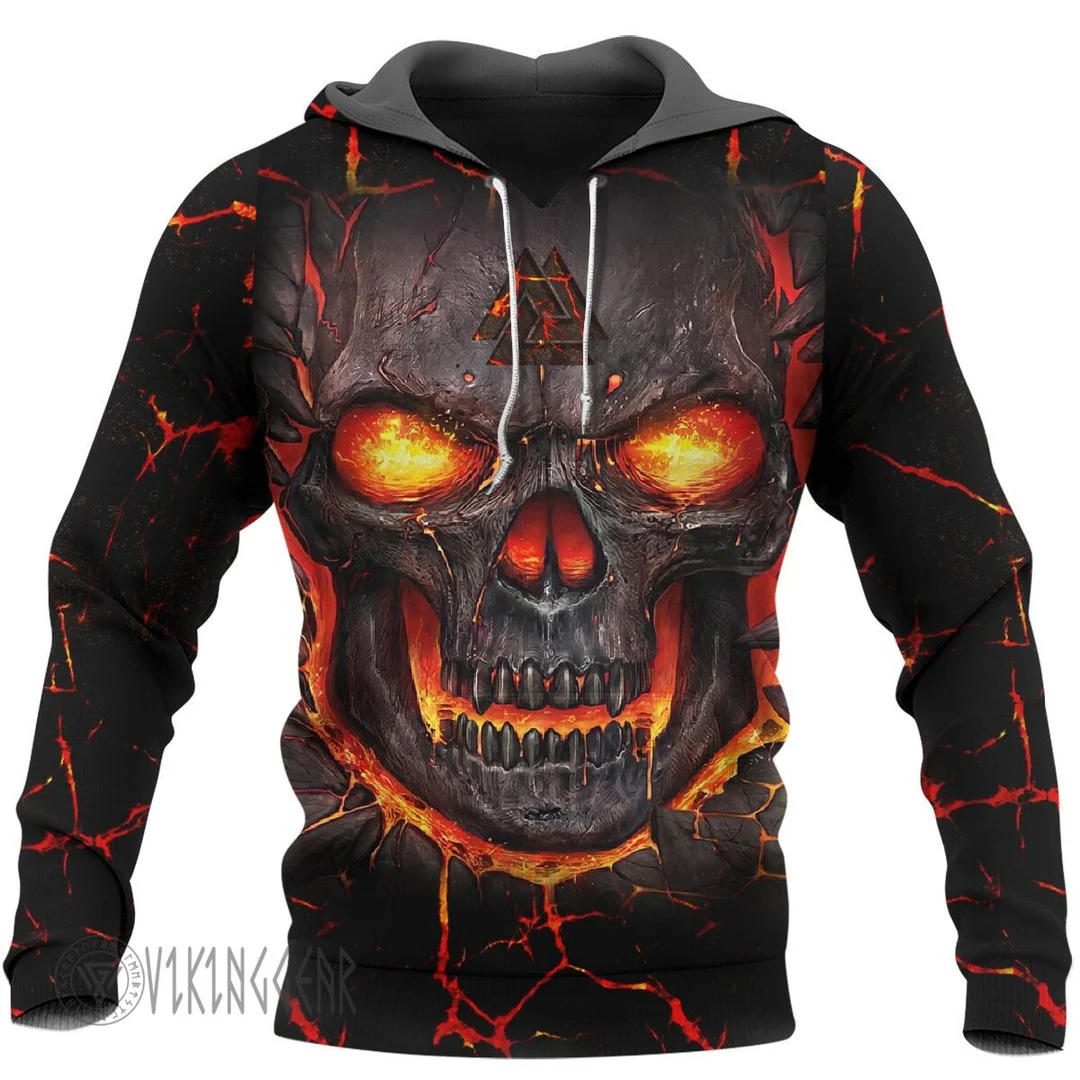 Theonederland - Lava Skull Valknut Viking Hoodie