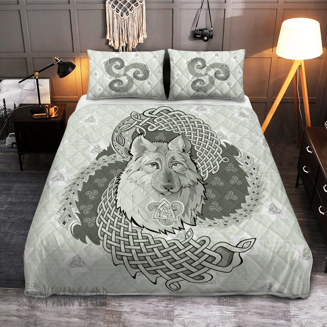 Theonederland - Legendary Wolf From Ancient Mythology Nordic Viking Quilt Set