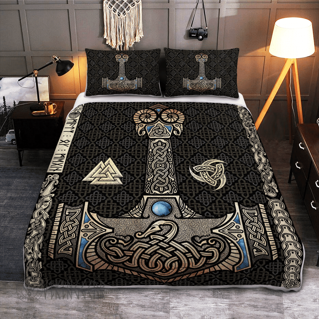 Theonederland - Mjölnir is the hammer of the thunder god Thor Viking Quilt Set