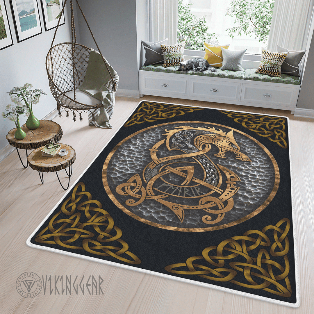 Theonederland - Norse Mythology Fenrir Pattern Celtic Viking Area Rug