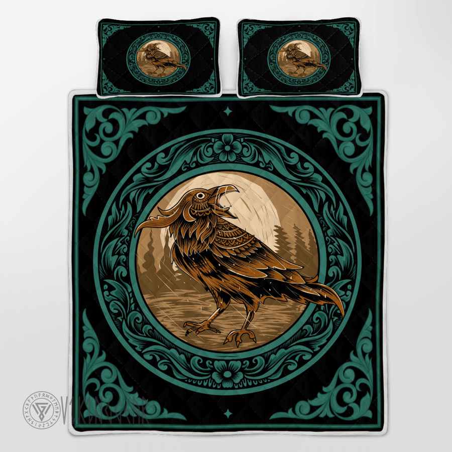 Theonederland - Norse Mythology Raven Vintage Viking Quilt Set - Image 3