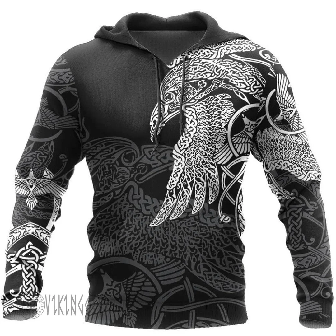 Theonederland - Norse Raven Line Art Viking Hoodie