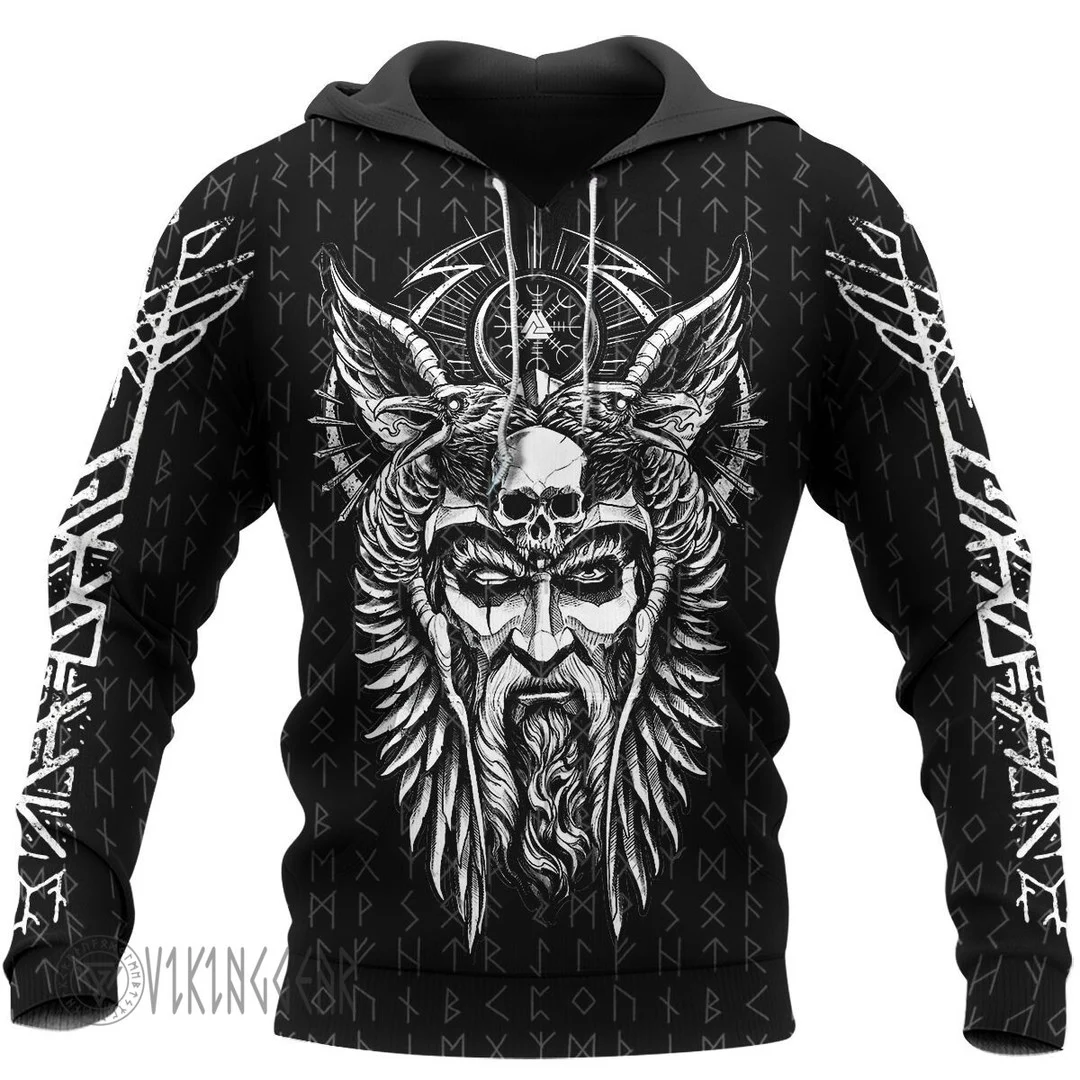 Theonederland - Odin Vegvisir With Futhark Runic Viking Hoodie