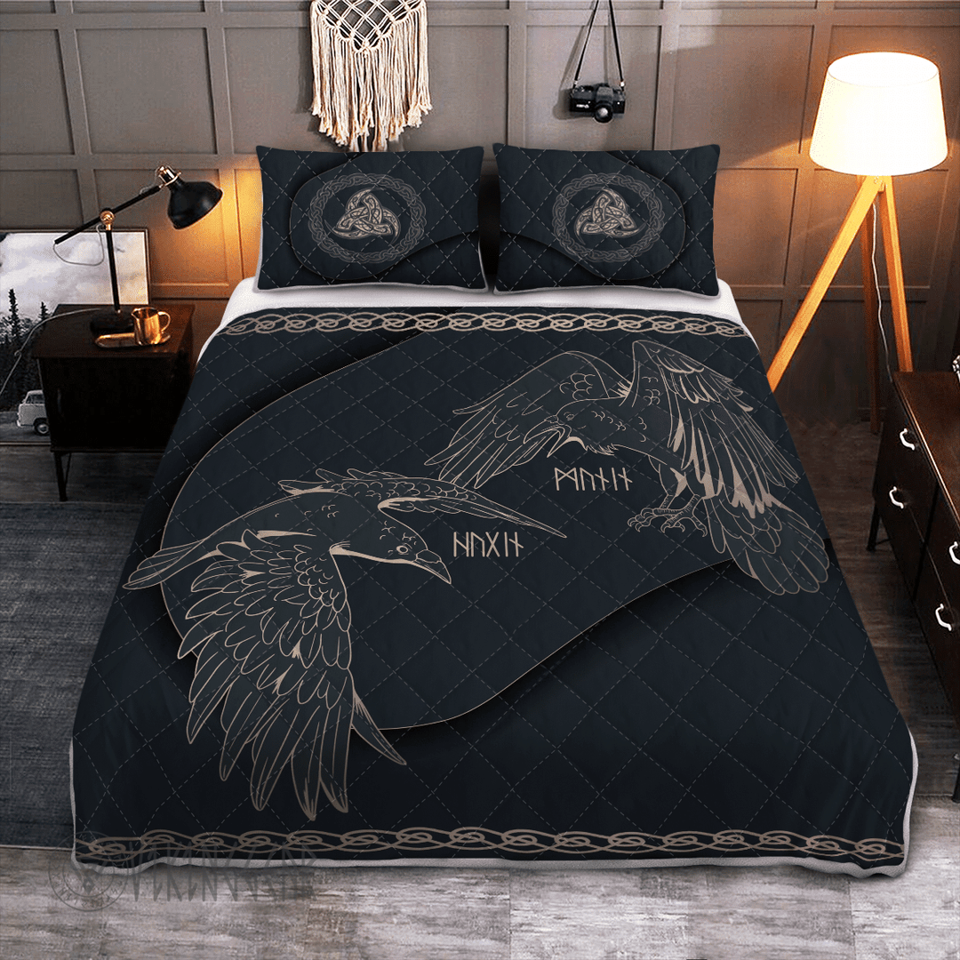 Theonederland - Odin's Ravens Huginn and Muninn Viking Quilt Set