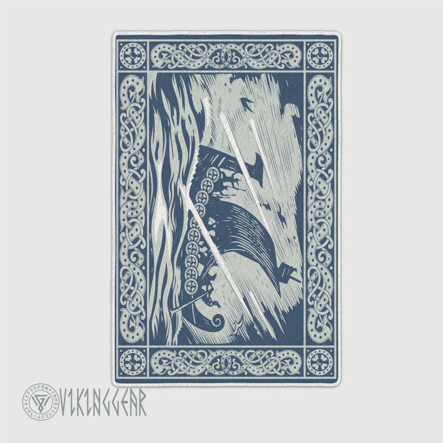 Theonederland - Old Norse Ship At Sea Painting Viking Area Rug - Image 4