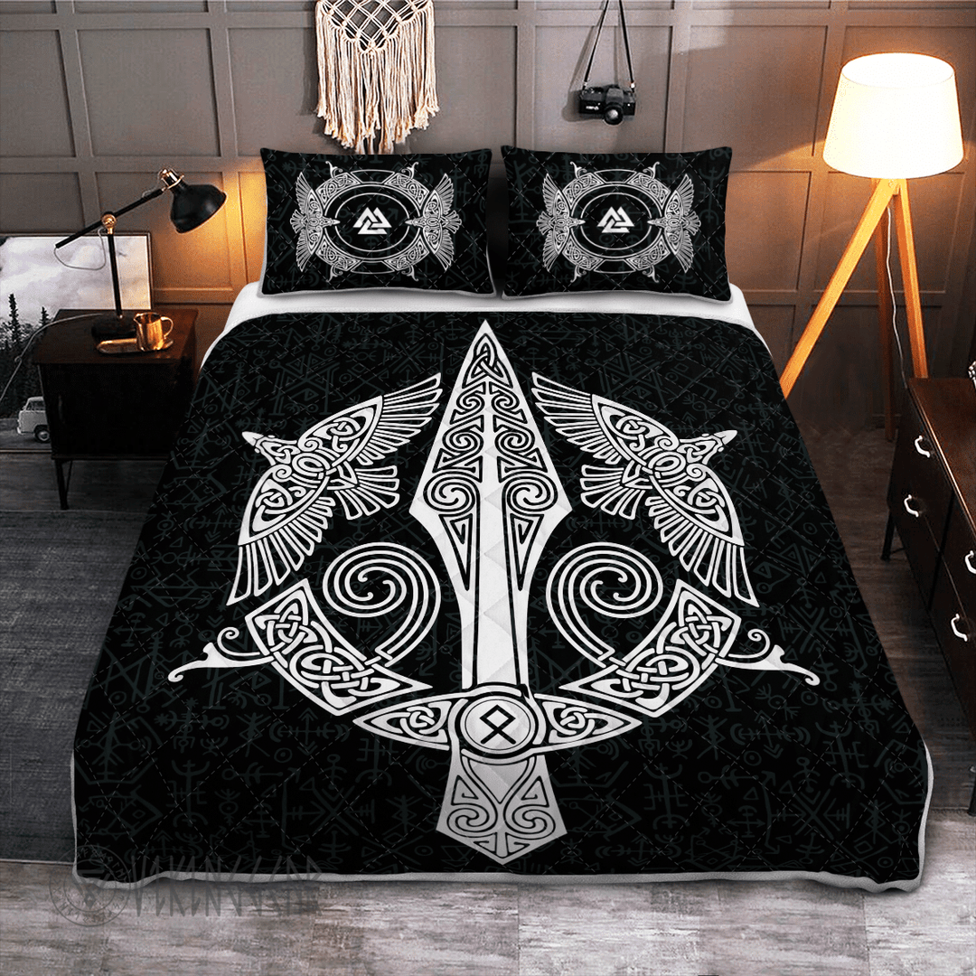 Theonederland - Raven And Spear Of Odin Viking Quilt Set