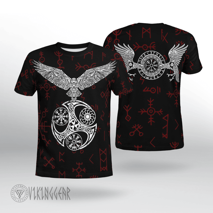 Theonederland - Raven And Vegvisir Viking T-shirt