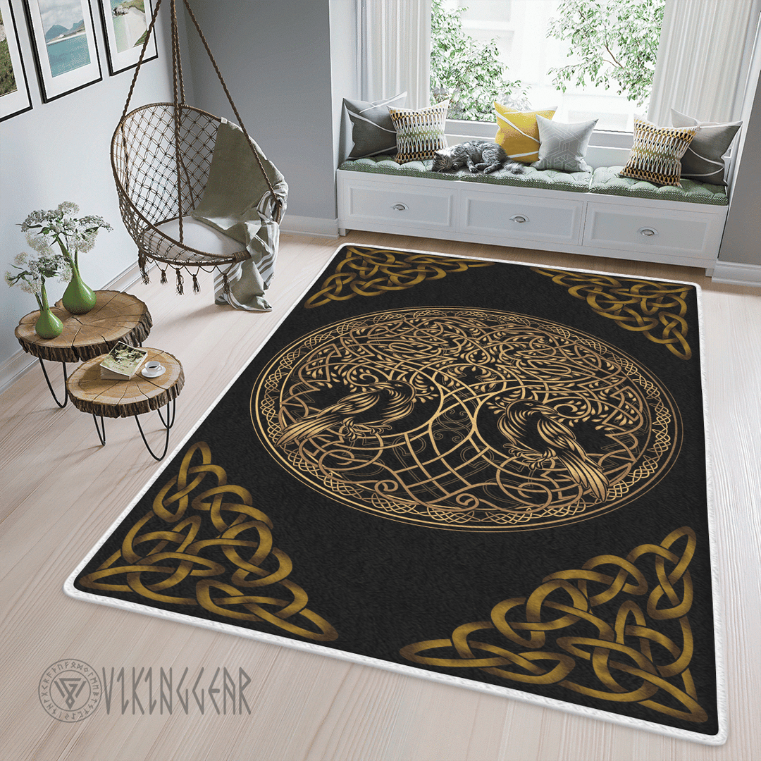 Theonederland - Raven And Yggdrasil Tree Of Life Viking Area Rug