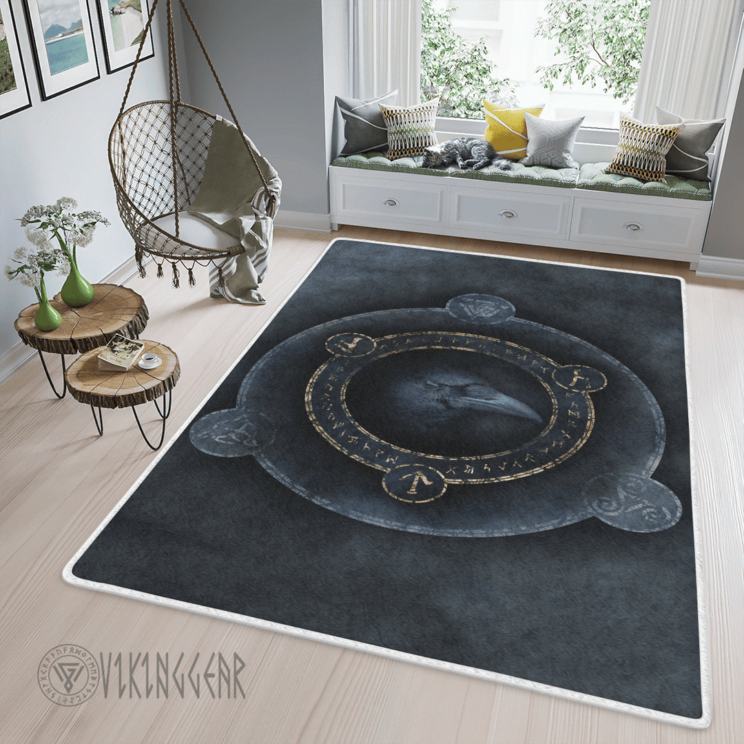 Theonederland - Raven Graphic Dark Art Viking Area Rug