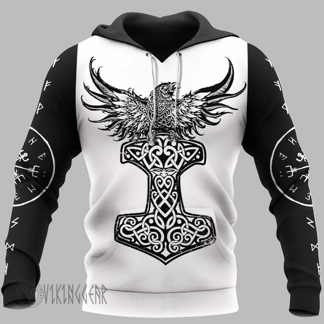 Theonederland - Raven Hammer Yggdrasil Tree Of Life Viking Hoodie