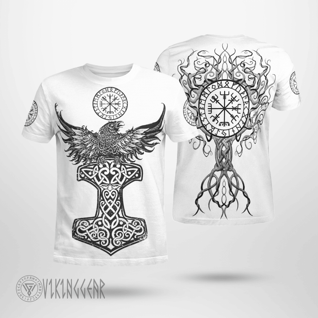 Theonederland - Raven Hammer Yggdrasil Viking T-Shirt